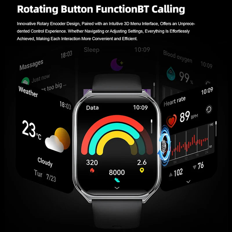 1.96-Inch AMOLED Slim Smartwatch with Heart Rate, Sleep Tracking & 70+ Sports Modes - IP67, Bluetooth 5.4
