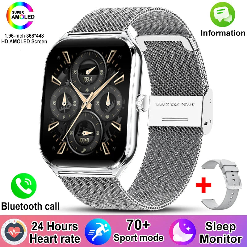 1.96-Inch AMOLED Slim Smartwatch with Heart Rate, Sleep Tracking & 70+ Sports Modes - IP67, Bluetooth 5.4
