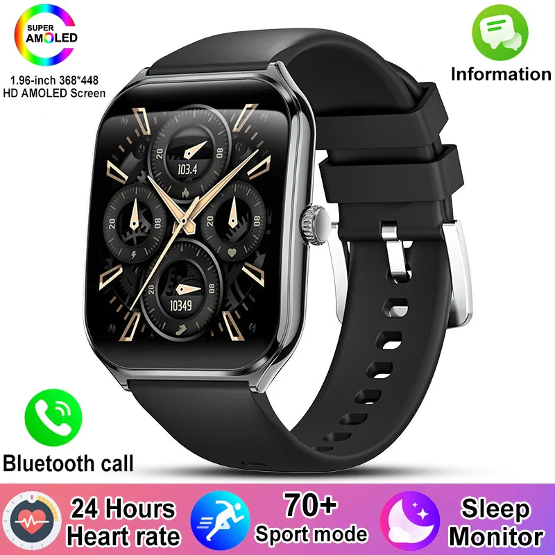 1.96-Inch AMOLED Slim Smartwatch with Heart Rate, Sleep Tracking & 70+ Sports Modes - IP67, Bluetooth 5.4
