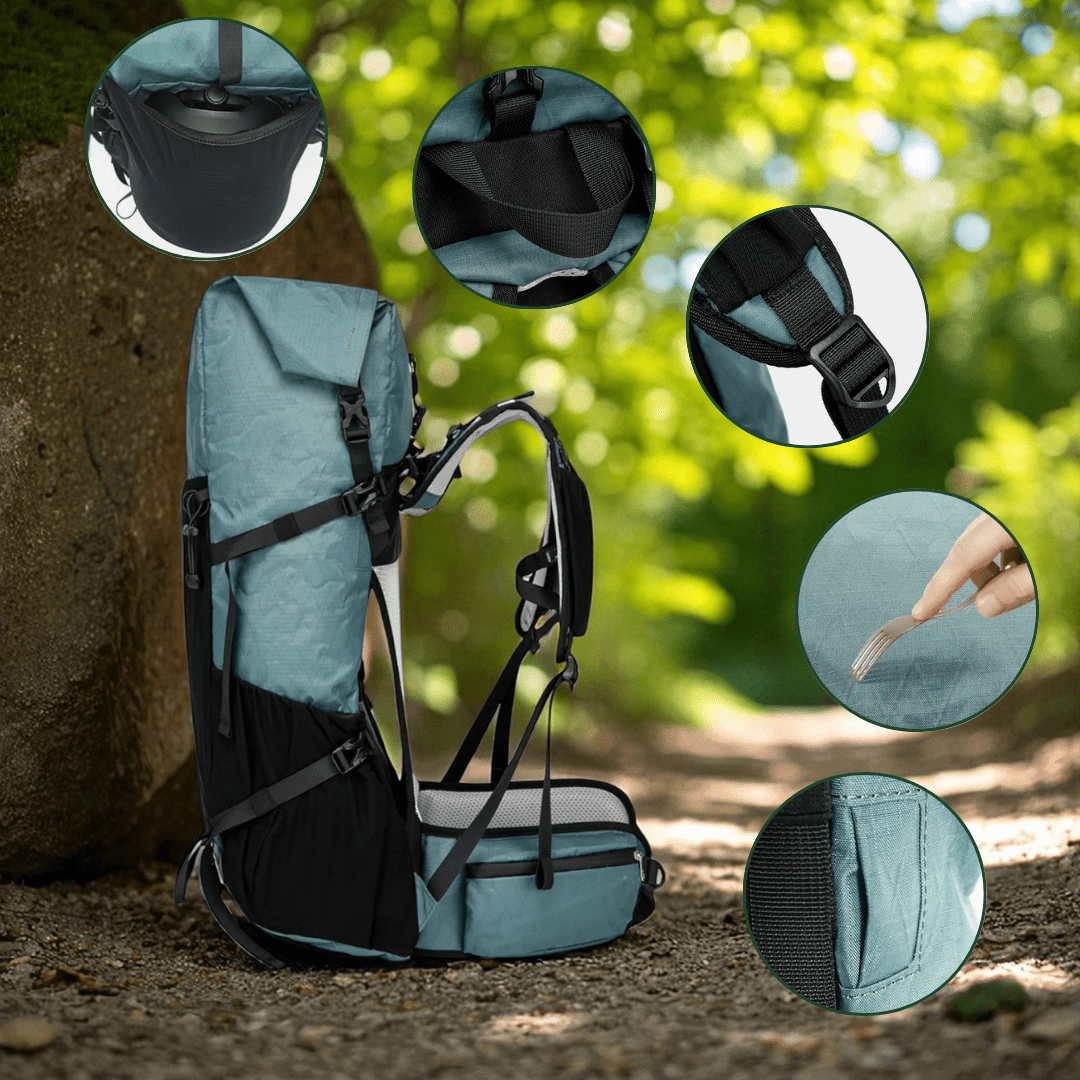 50L Lightweight Travel Backpack with Roll-Top | Durable, Water-Resistant for Hiking