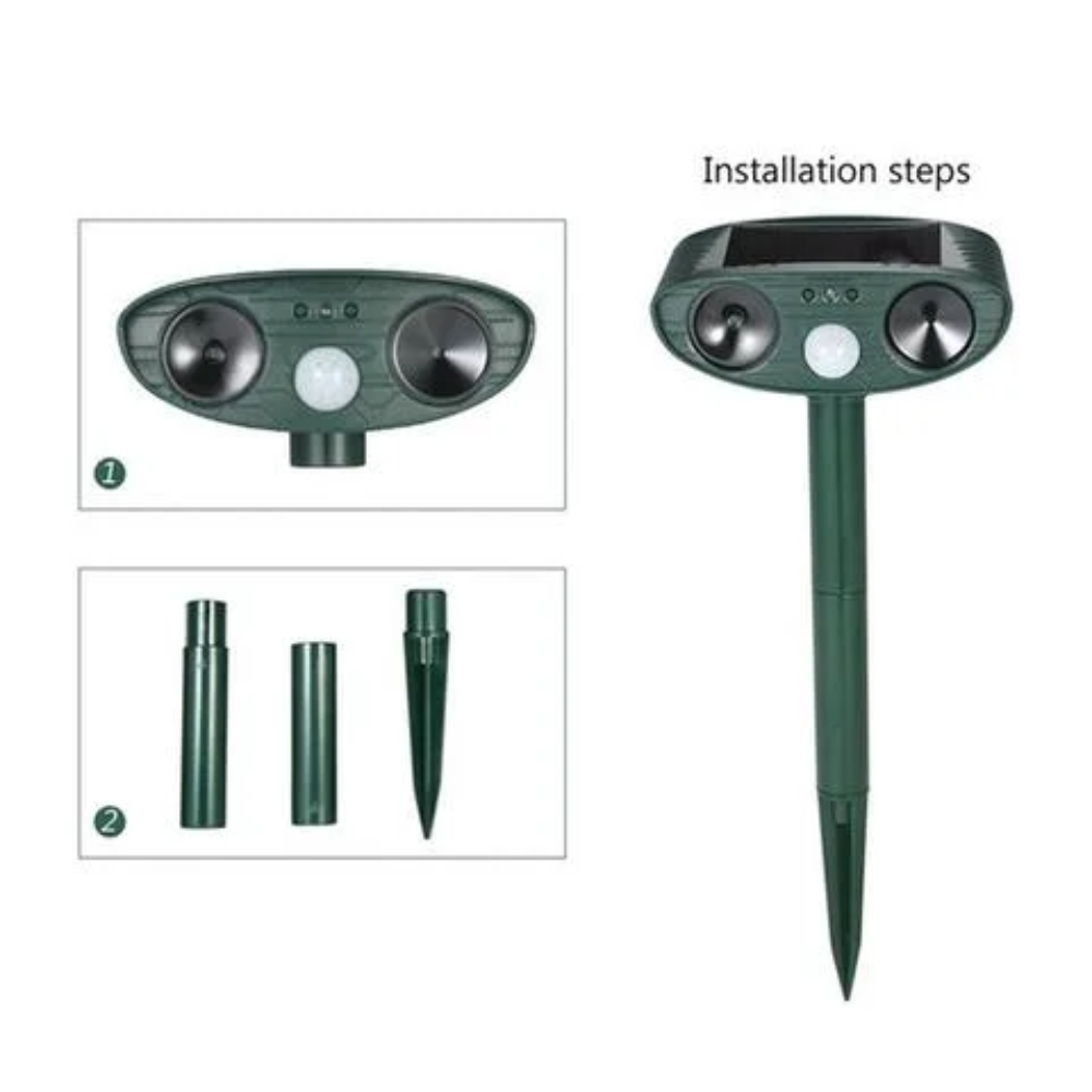 Set of 4 Ultrasonic Animal Repellers for Garden and Outdoor Areas