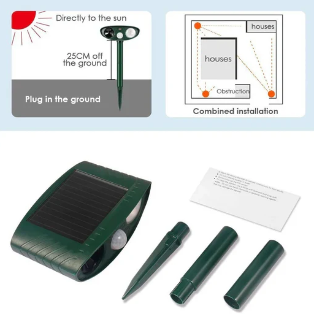 Set of 4 Ultrasonic Animal Repellers for Garden and Outdoor Areas