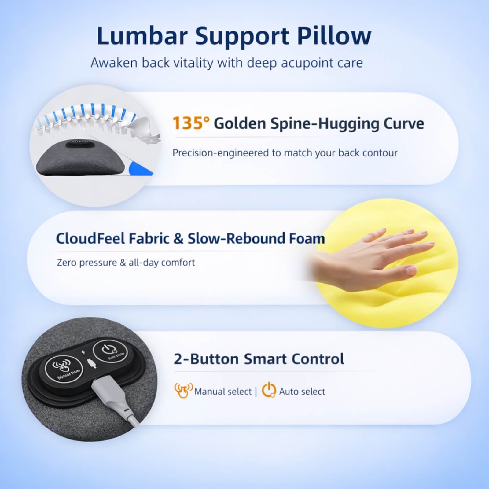 Electric Back Massager with Heat Function, Vibration, and Lumbar Support