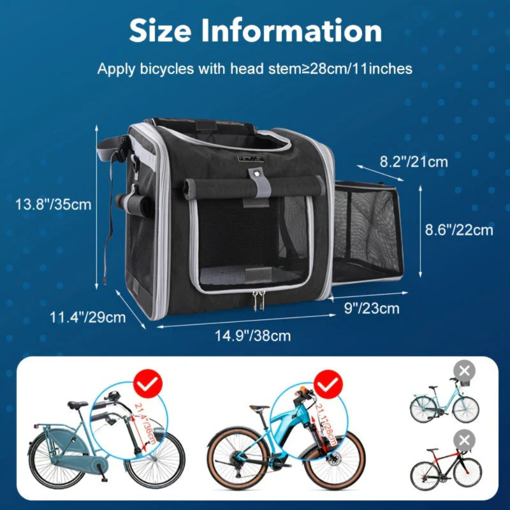 Versatile Pet Bike Carrier with Expandable Design