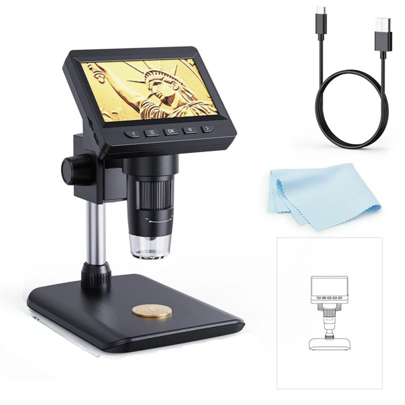 Compact 4.3-Inch USB Digital Microscope for Precision Tasks