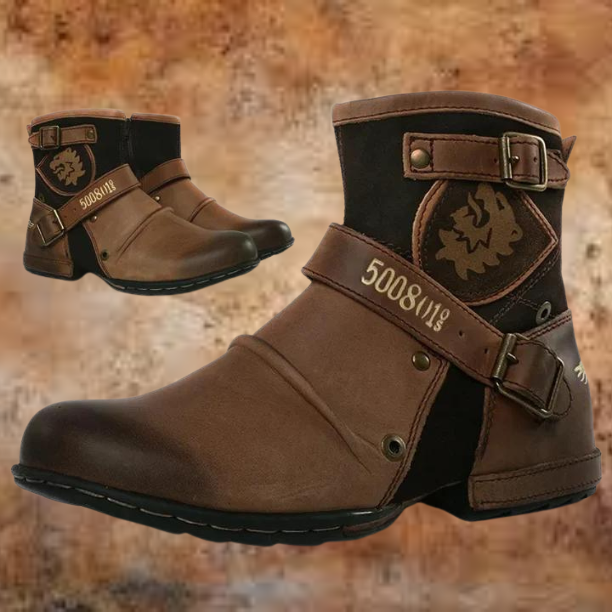 Men's Ankle Boots | Vintage Buckle-Strap Design | Vegan Leather & Non-Slip Sole | Comfortable Fit