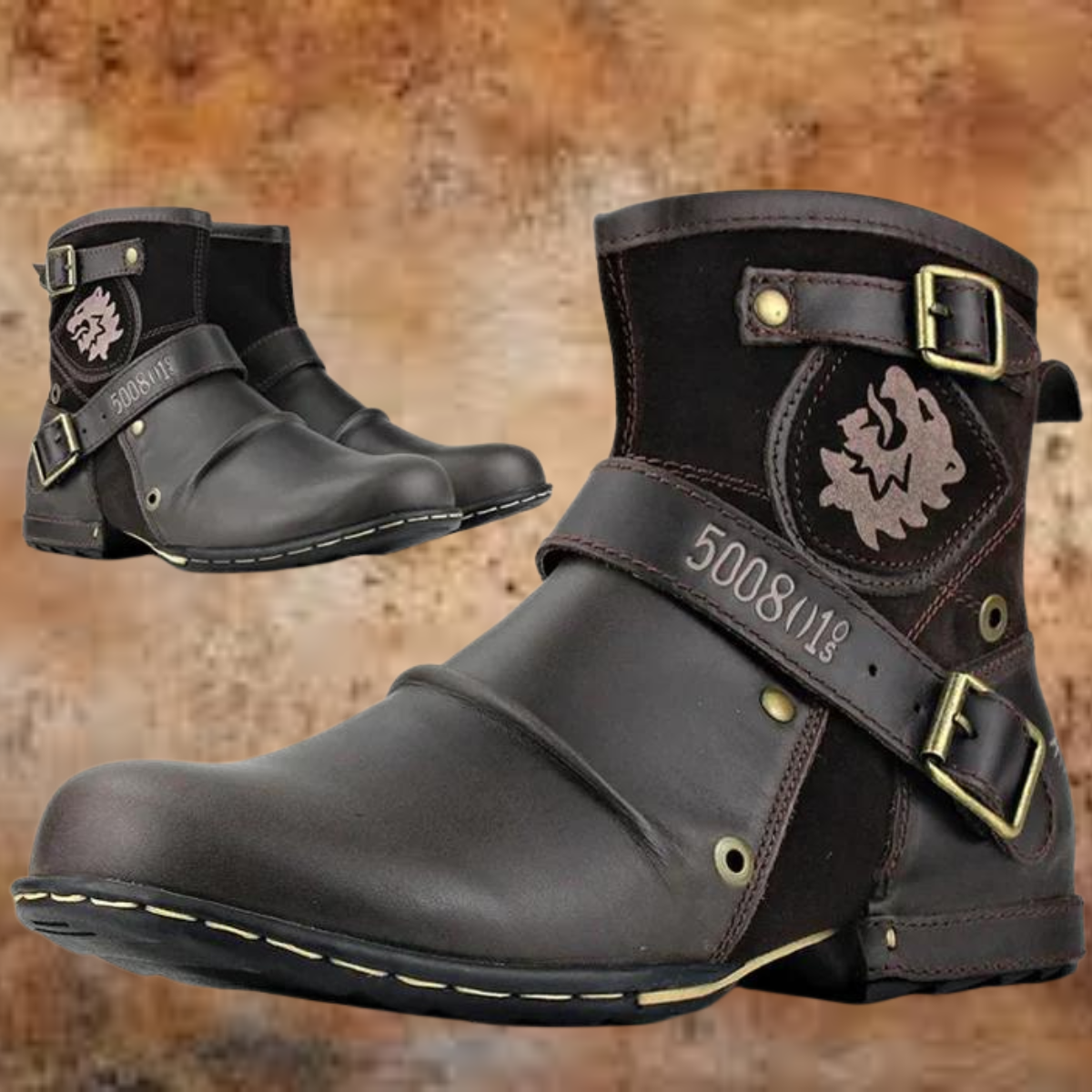 Men's Ankle Boots | Vintage Buckle-Strap Design | Vegan Leather & Non-Slip Sole | Comfortable Fit