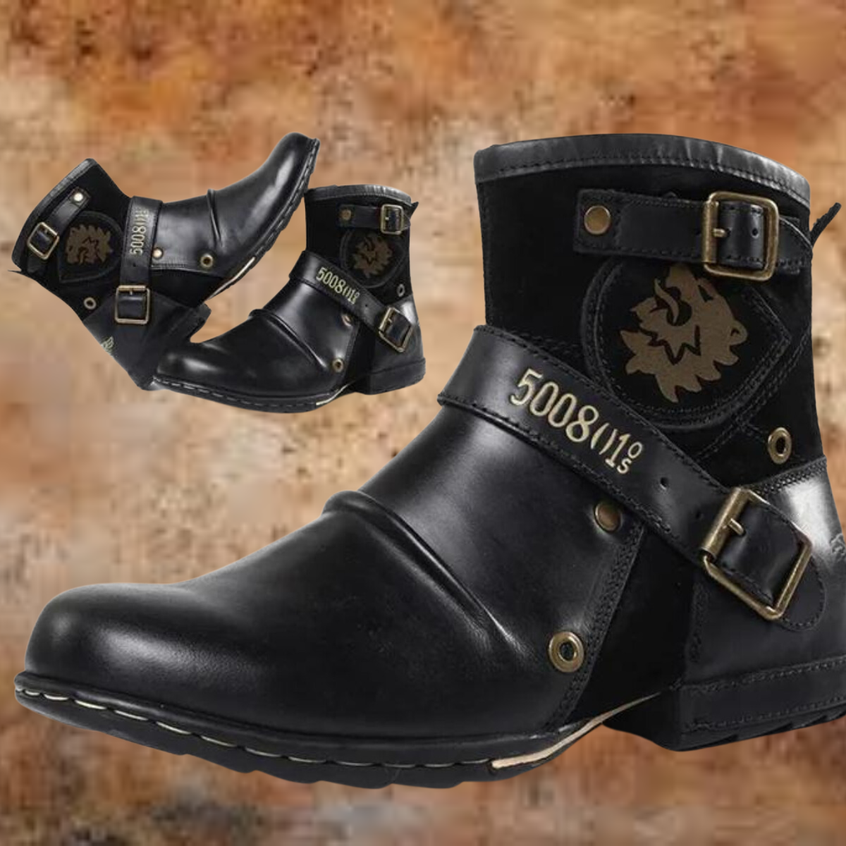 Men's Ankle Boots | Vintage Buckle-Strap Design | Vegan Leather & Non-Slip Sole | Comfortable Fit