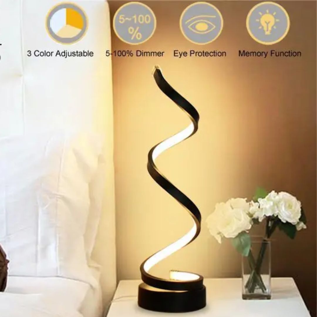 Touch Control Dimmable Table Lamp with Spiral LED Design