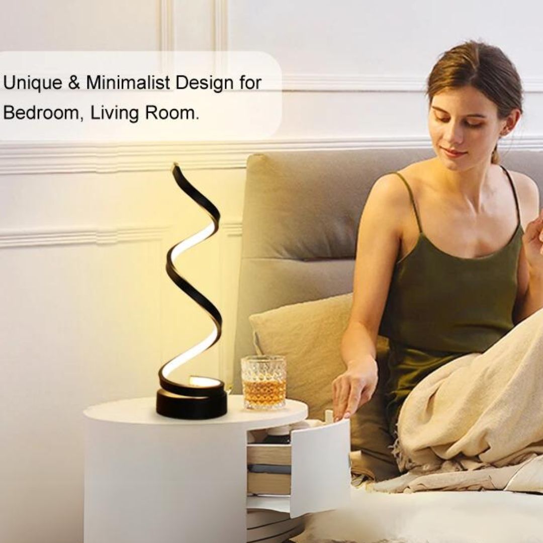 Touch Control Dimmable Table Lamp with Spiral LED Design