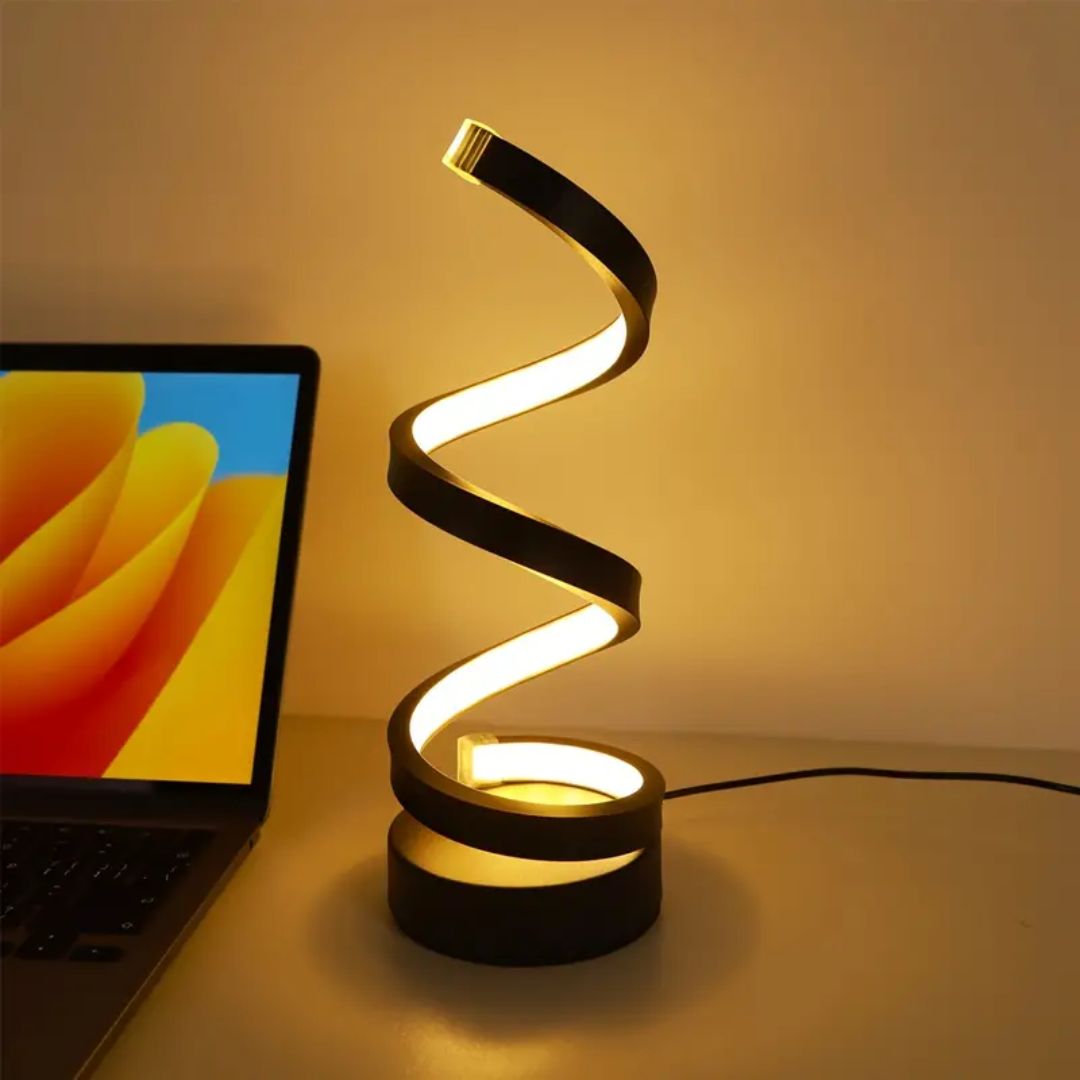 Touch Control Dimmable Table Lamp with Spiral LED Design