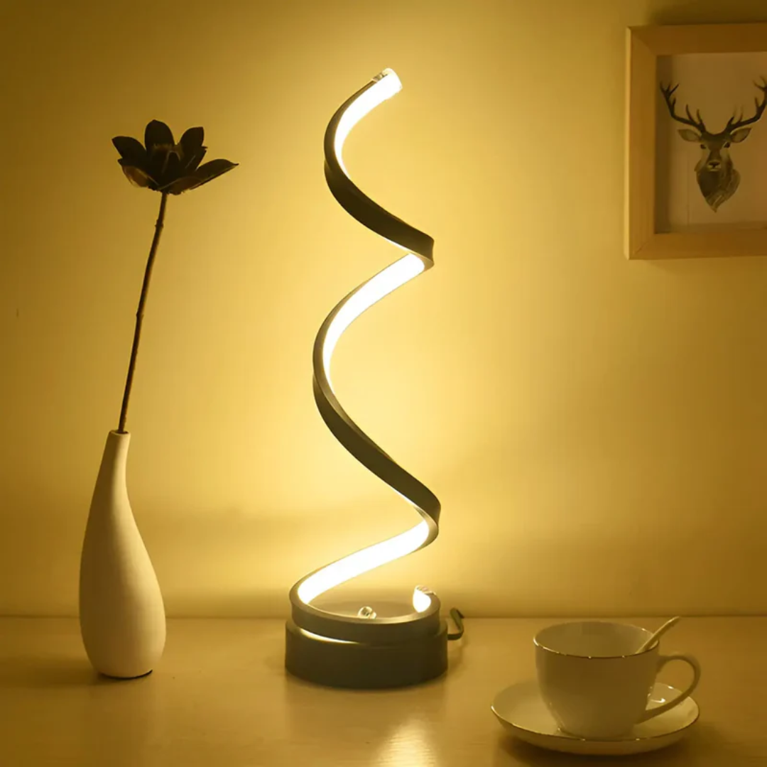 19W Modern Table Lamp with Dimmer – Spiral LED Design
