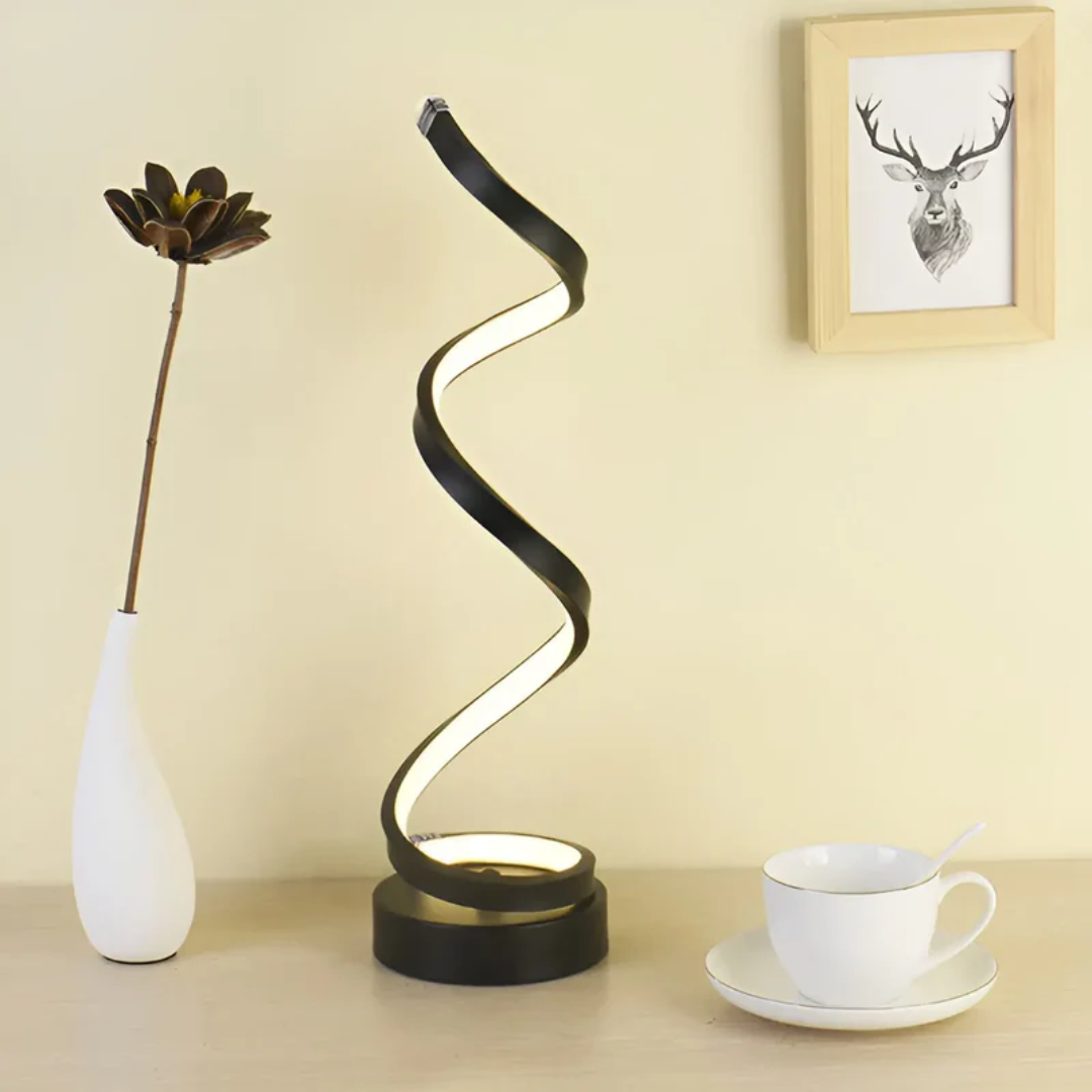 19W Modern Table Lamp with Dimmer – Spiral LED Design