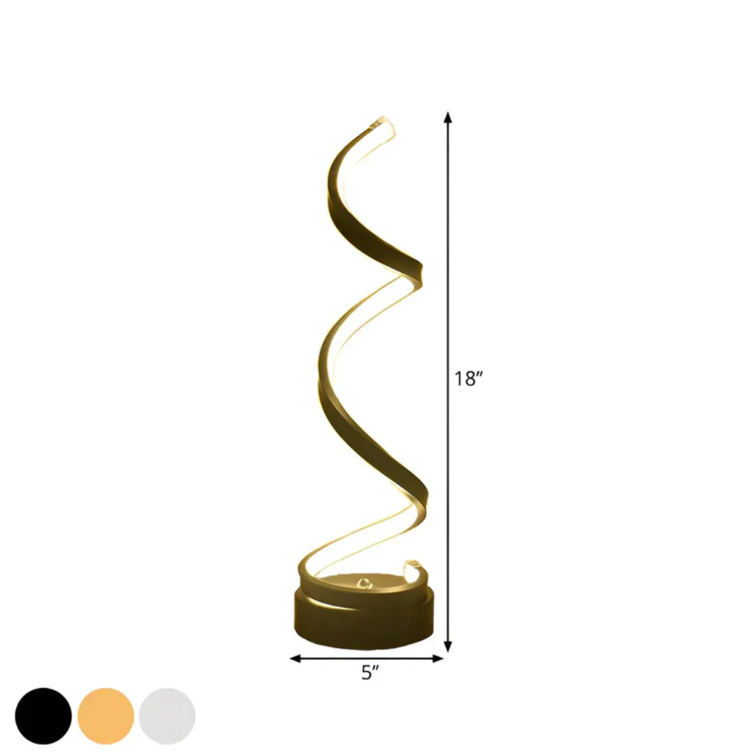 19W Modern Table Lamp with Dimmer – Spiral LED Design