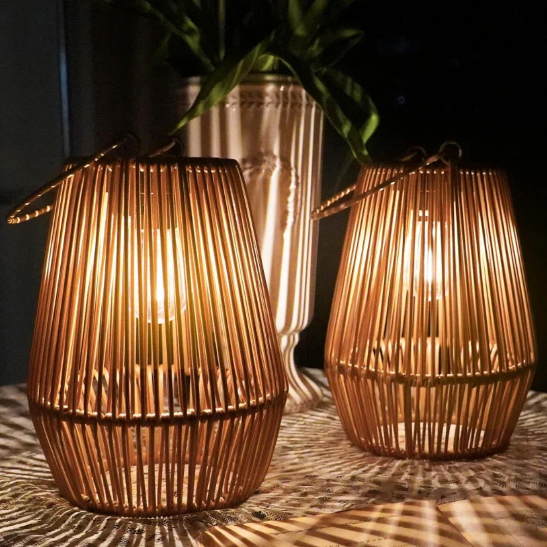 Waterproof LED Light – Handcrafted Rattan Solar Garden Lantern