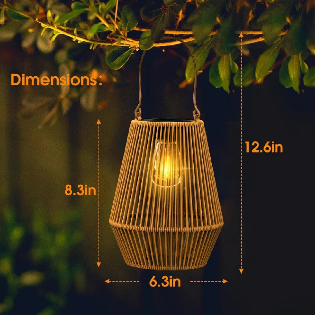 Waterproof LED Light – Handcrafted Rattan Solar Garden Lantern