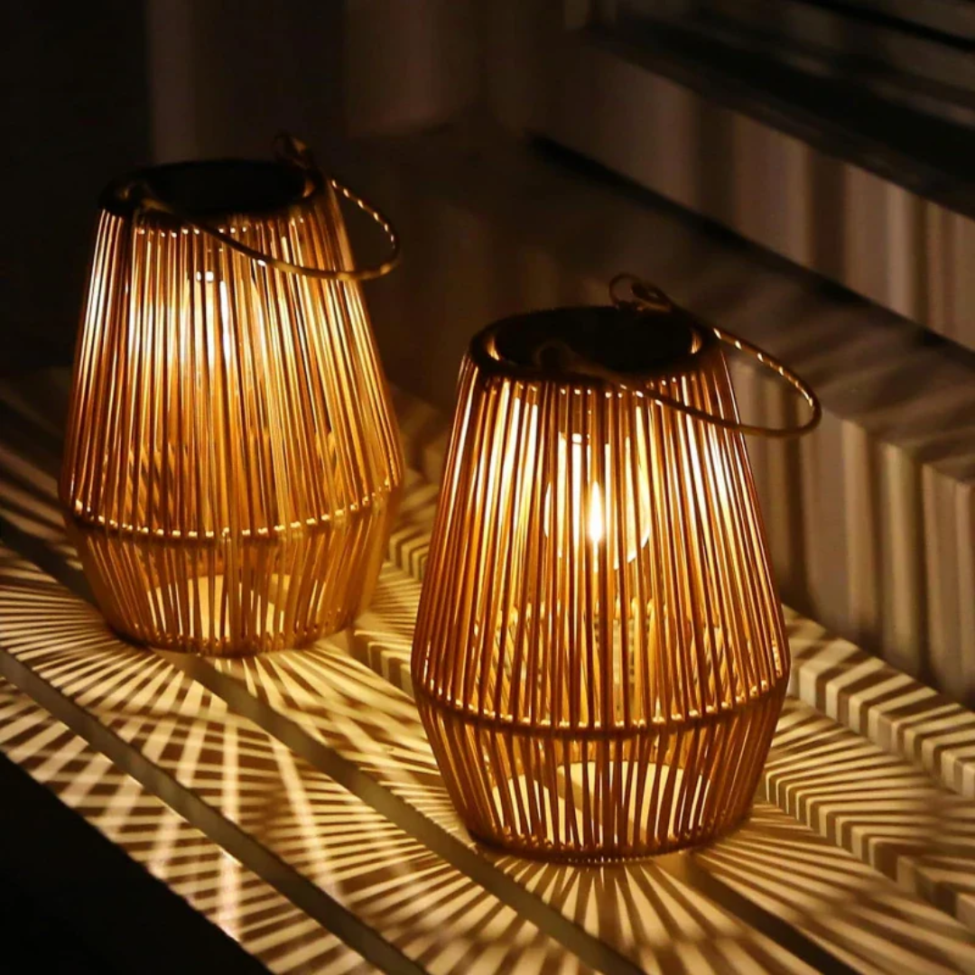 Waterproof LED Light – Handcrafted Rattan Solar Garden Lantern