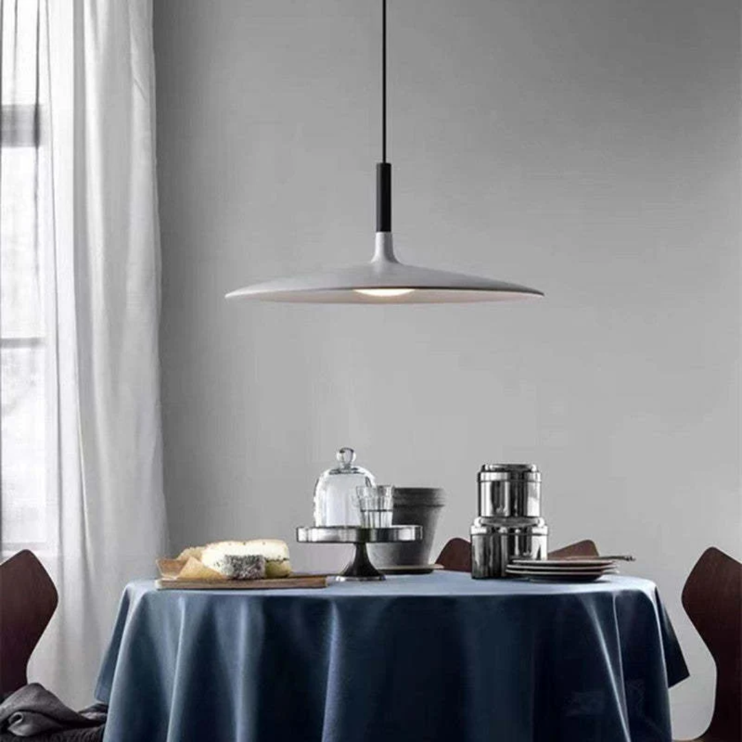 Height Adjustable LED Pendant Light in Modern White Metal