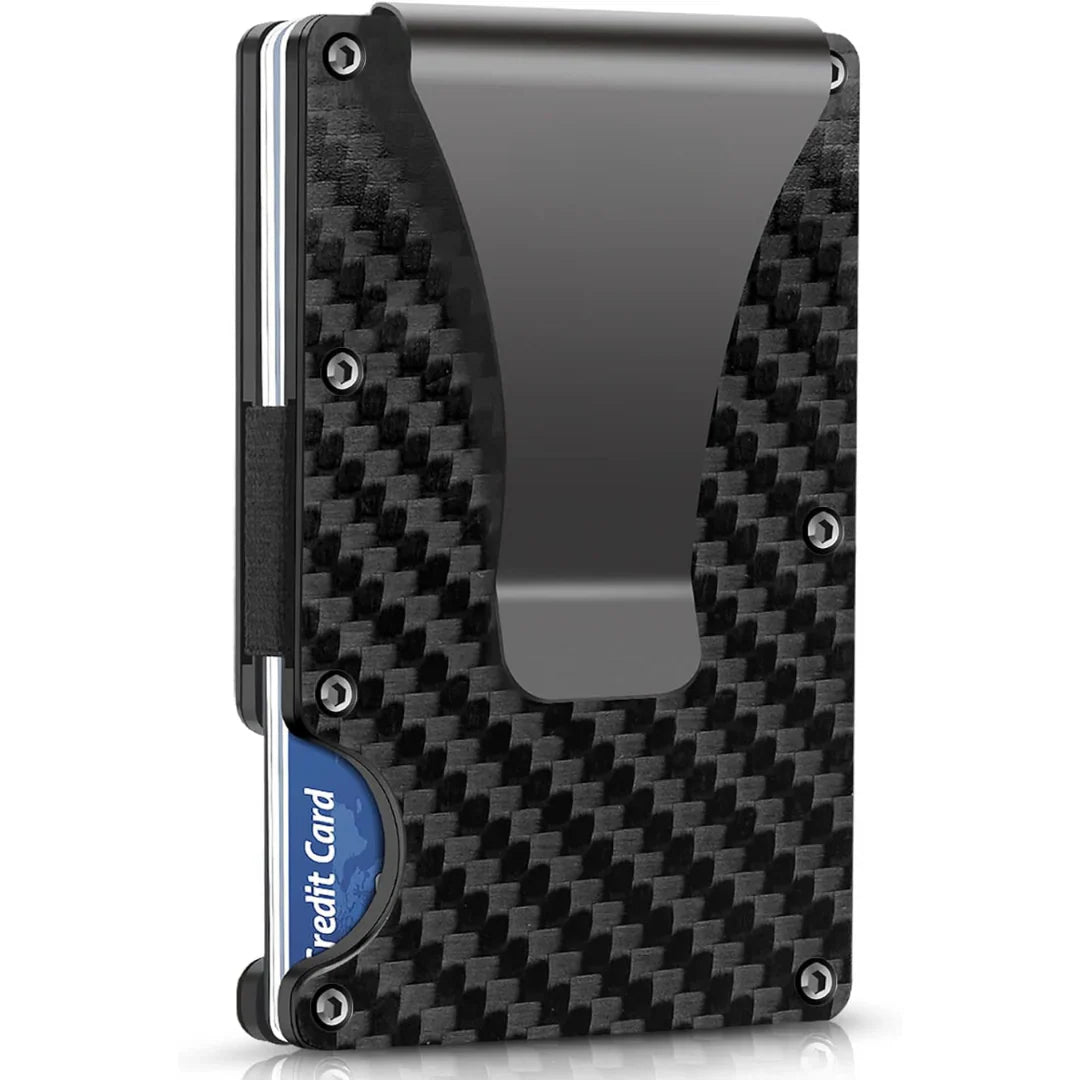 RFID-Blocking Slim Wallet with Money Clip for Cards