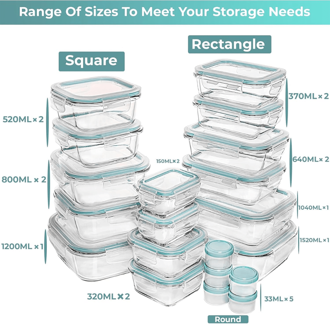 FreshKeeper 35-Piece Glass Food Storage System for Meal Prep