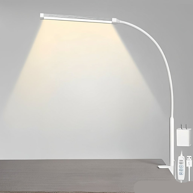 Versatile LED Desk Light with Adjustable Clamp and 3 Modes