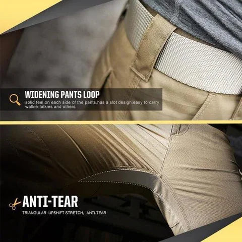 Men's Waterproof Black Cargo Trousers with Multiple Pockets for Outdoors