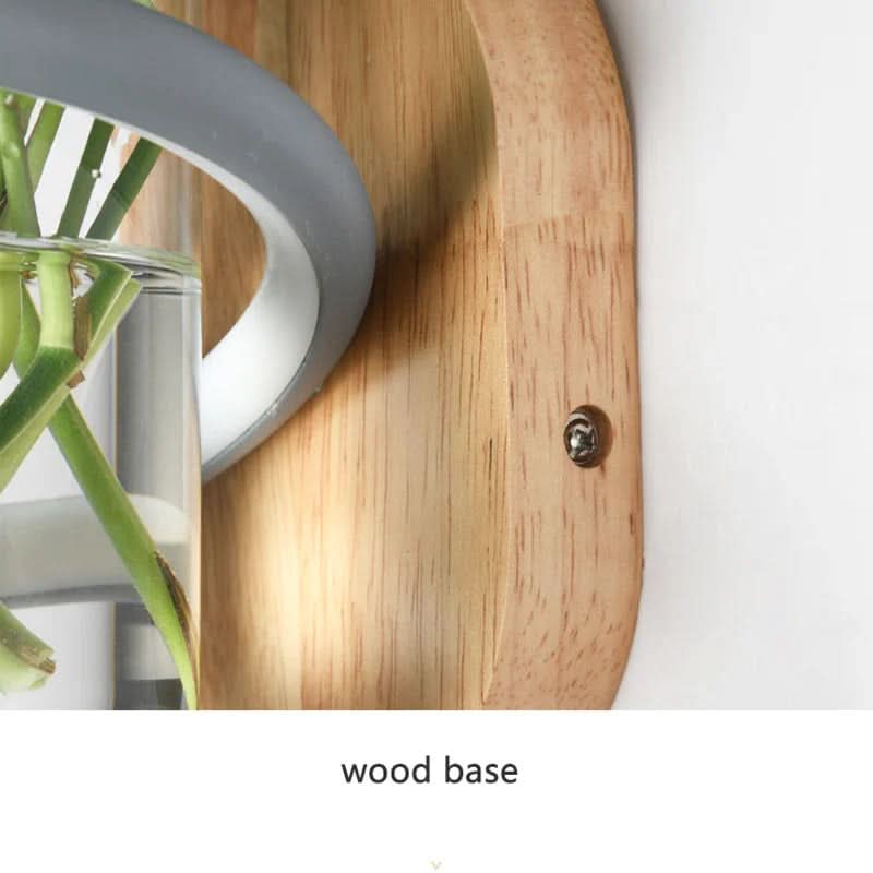 NatureLuxe Wooden LED Wall Lamp with Integrated Vase