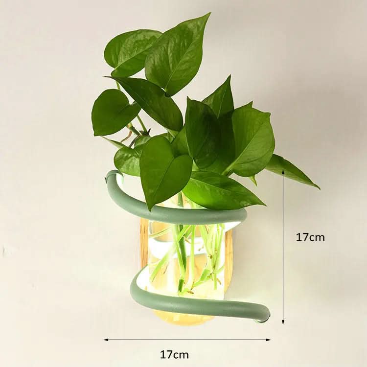 NatureLuxe Wooden LED Wall Lamp with Integrated Vase