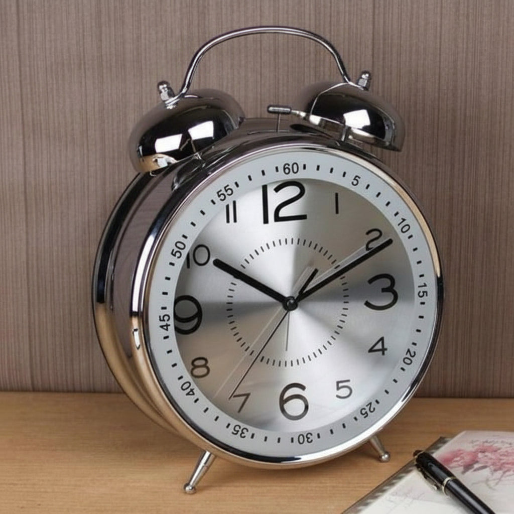 Classic Metal Alarm Clock with Twin Bells for Heavy Sleepers