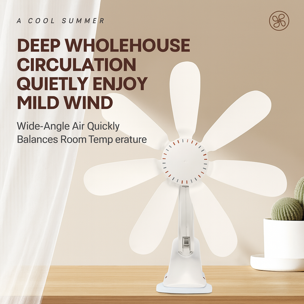 Compact Clip-On Fan for Desk – Quiet Operation Ideal for Personal Use
