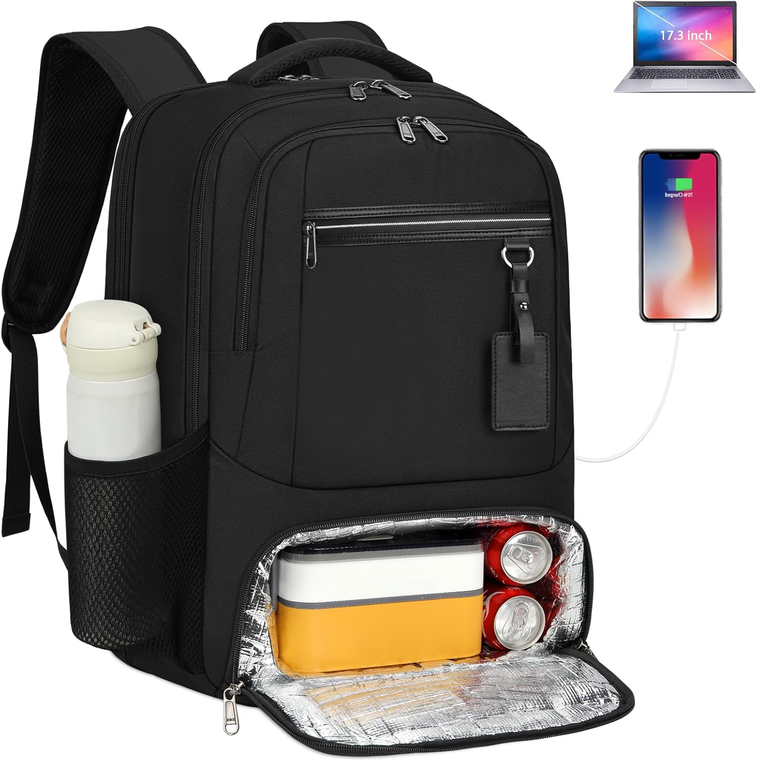 Waterproof Backpack for Laptops and Lunch with USB Charging – Ideal for Travel and Work