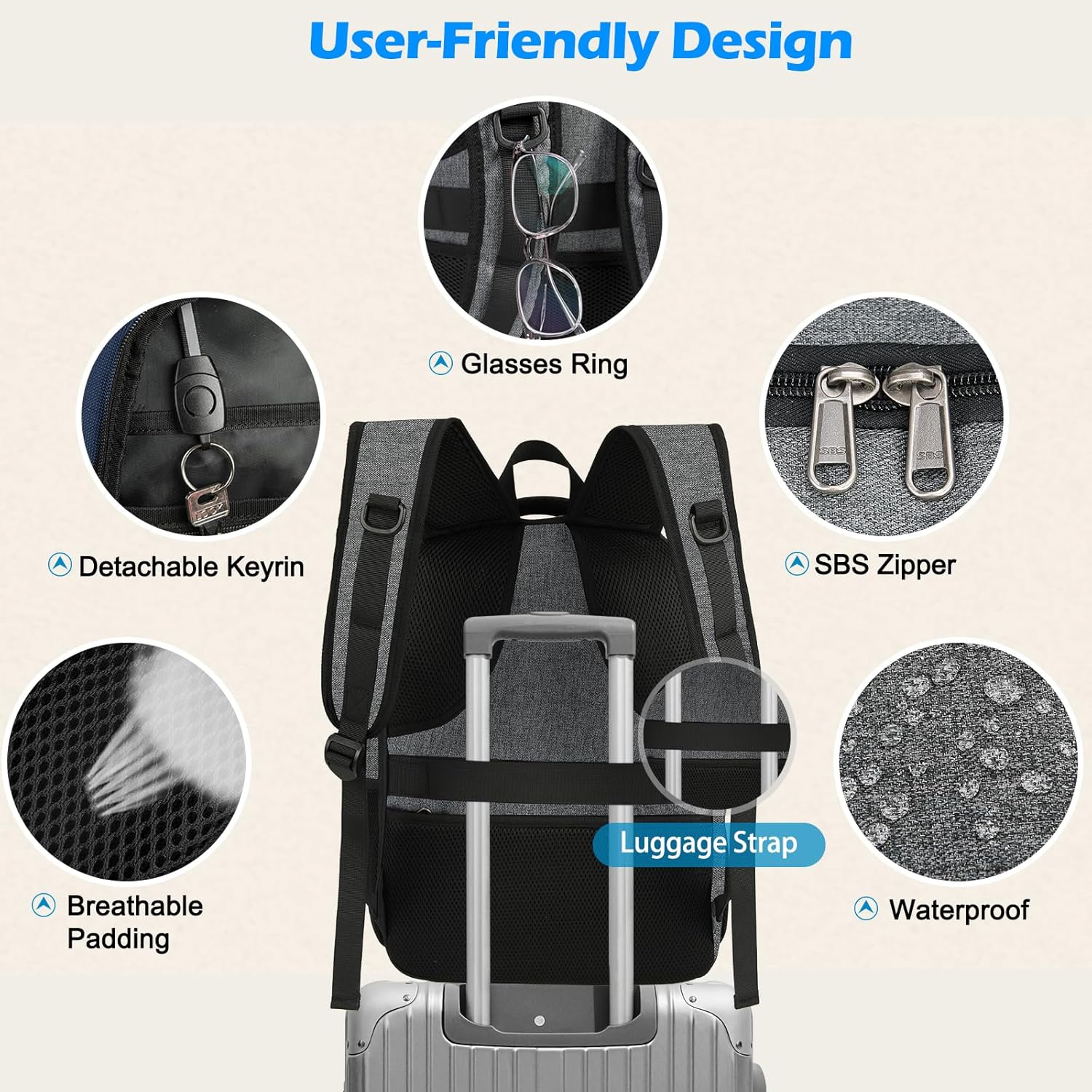 Waterproof Backpack for Laptops and Lunch with USB Charging – Ideal for Travel and Work