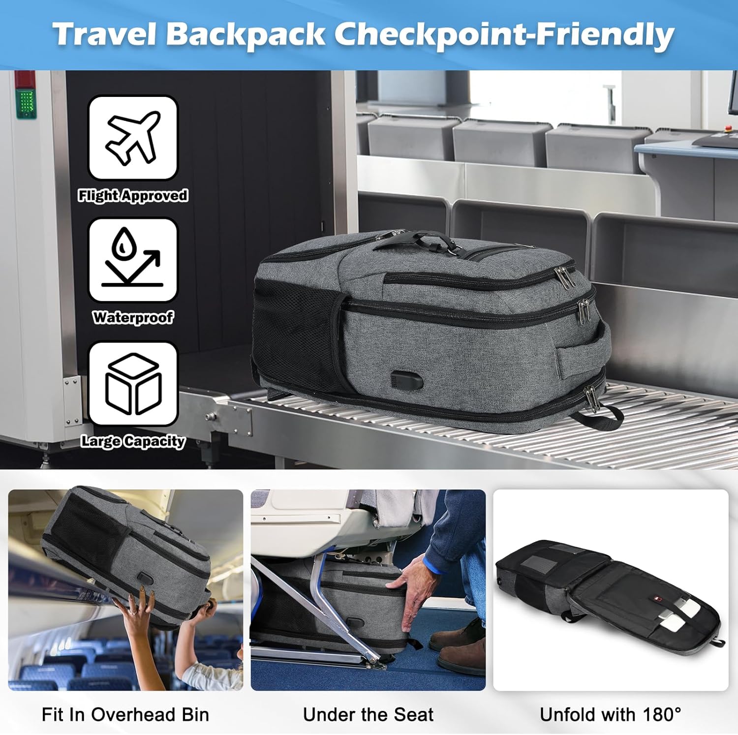 Waterproof Backpack for Laptops and Lunch with USB Charging – Ideal for Travel and Work