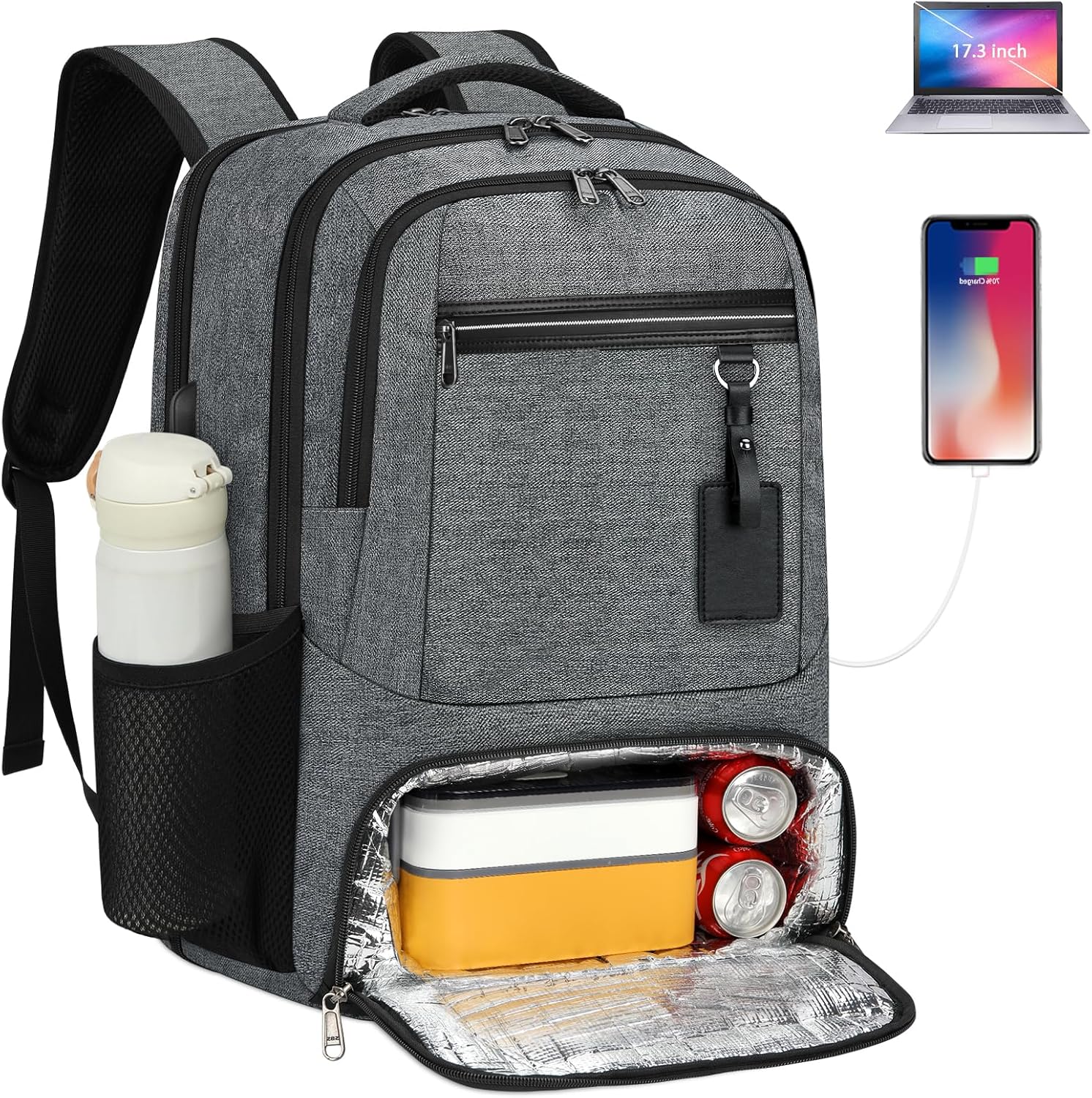Waterproof Backpack for Laptops and Lunch with USB Charging – Ideal for Travel and Work