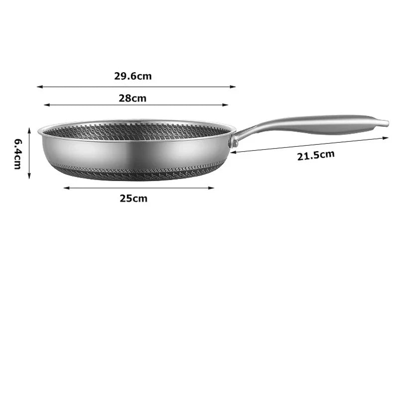 Non-Stick Frying Pan with Honeycomb Design and Lid – Perfect for Cooking Eggs, Steak, and Fish