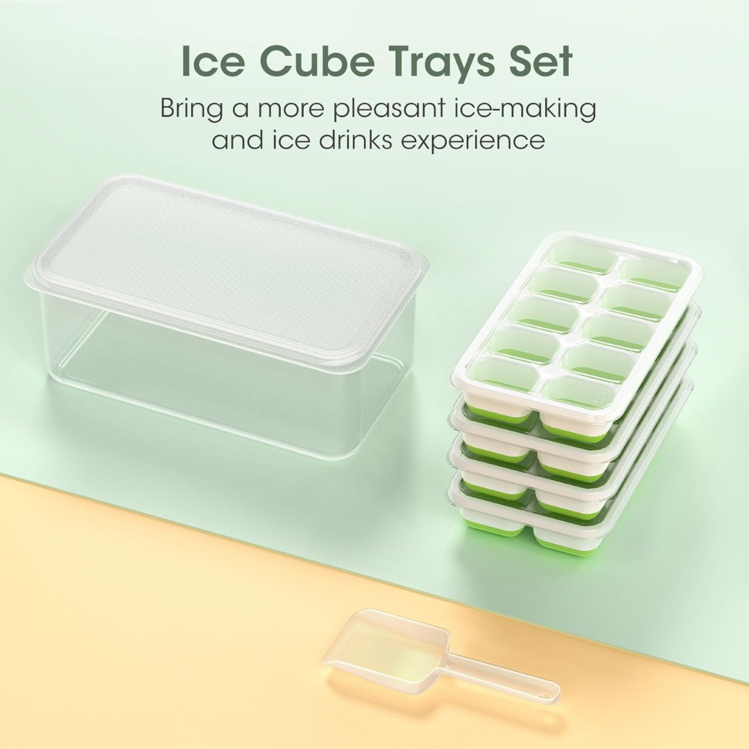 Stackable Silicone Ice Cube Molds with Storage Bin for Easy Ice Creation