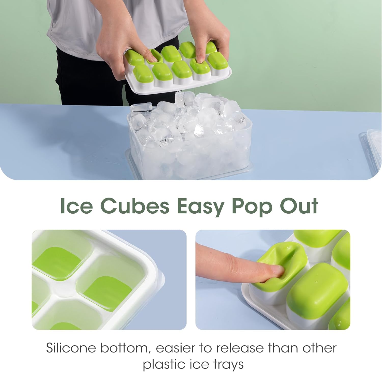 Stackable Silicone Ice Cube Molds with Storage Bin for Easy Ice Creation
