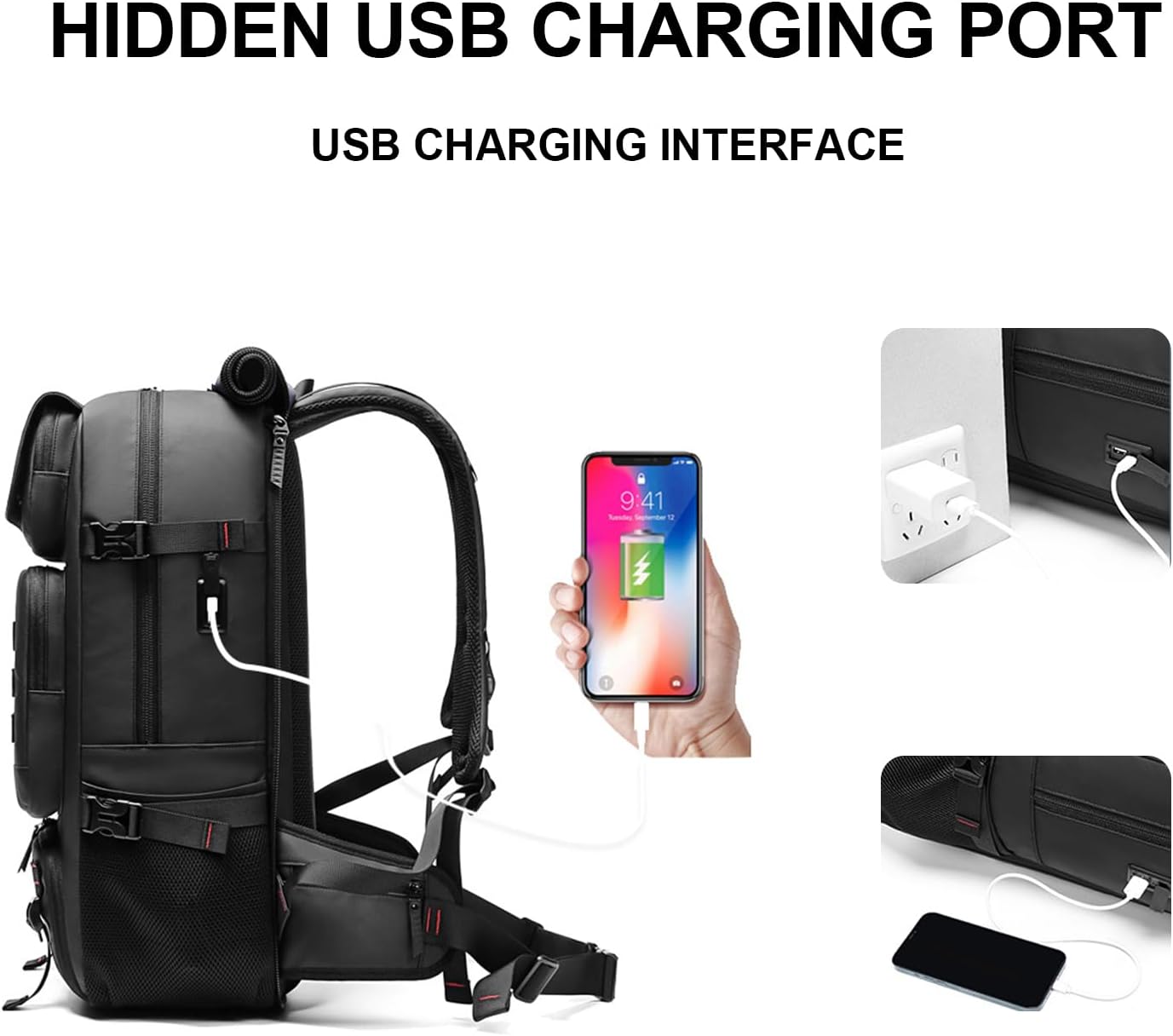 50L Waterproof Travel Backpack with USB Charger – Ideal Carry-On for Men