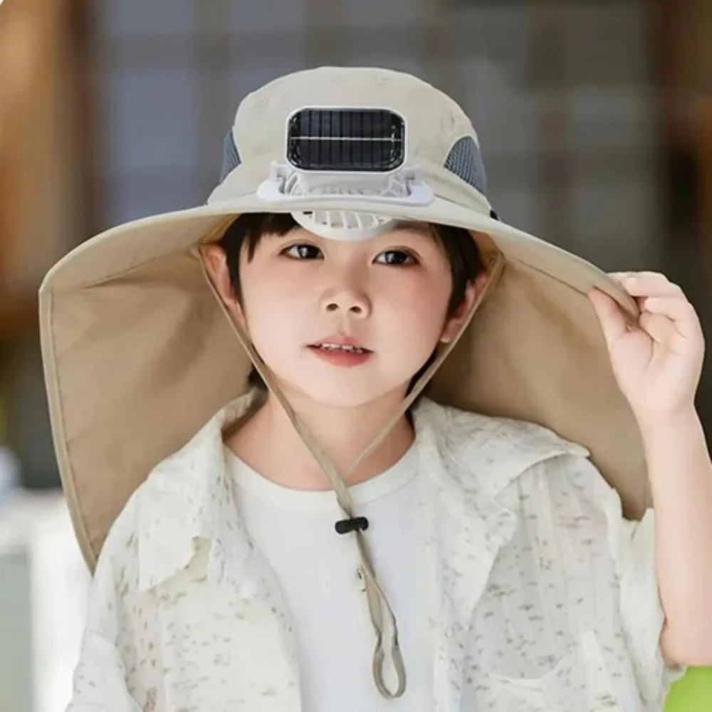 Children's Sun Hat with Built-in Fan for Summer Outdoor Fun