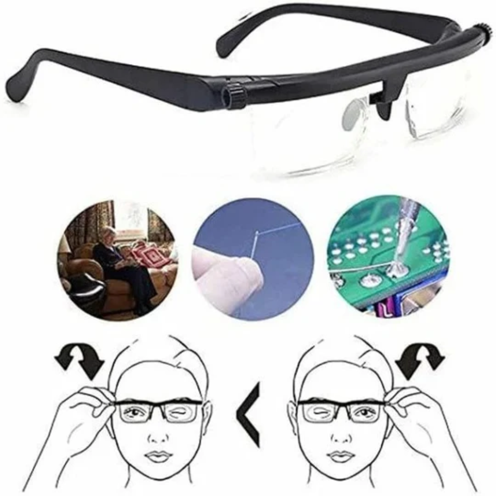 Focus-Adjustable Reading Glasses for Close and Far Vision