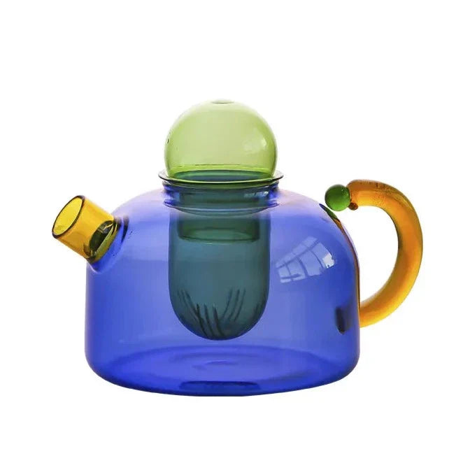 Colorful Borosilicate Tea Cups and Teapot Set – Unique Glass Shapes