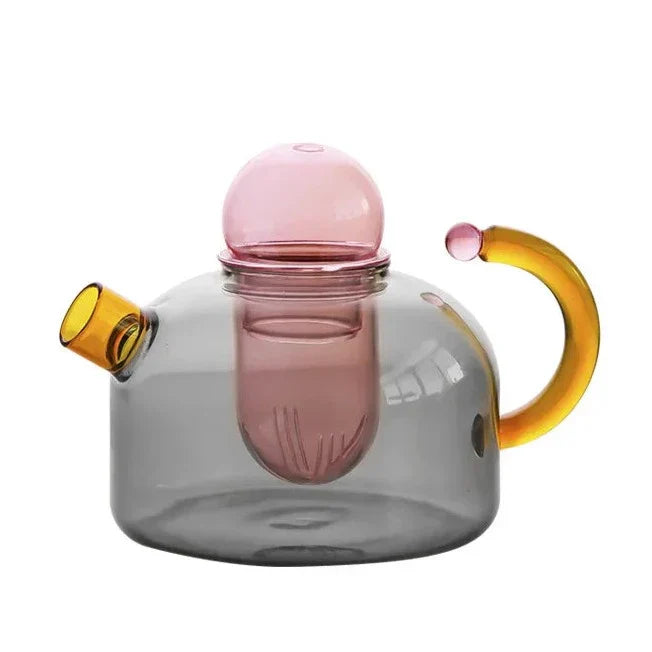 Colorful Borosilicate Tea Cups and Teapot Set – Unique Glass Shapes