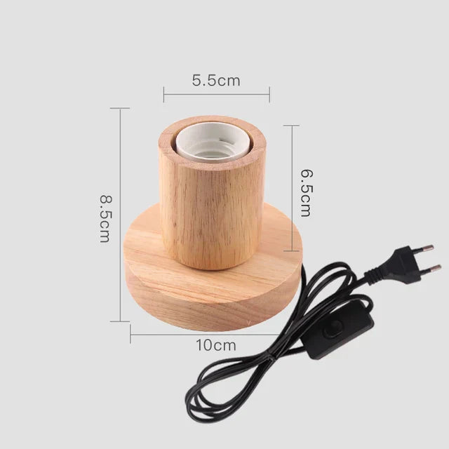 Wooden Table Lamp in Retro Style with Warm White LED Bulb
