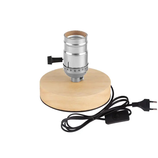 Wooden Table Lamp in Retro Style with Warm White LED Bulb