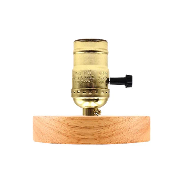 Wooden Table Lamp in Retro Style with Warm White LED Bulb