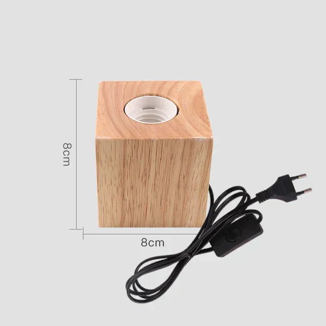 Wooden Table Lamp in Retro Style with Warm White LED Bulb