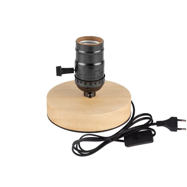Wooden Table Lamp in Retro Style with Warm White LED Bulb