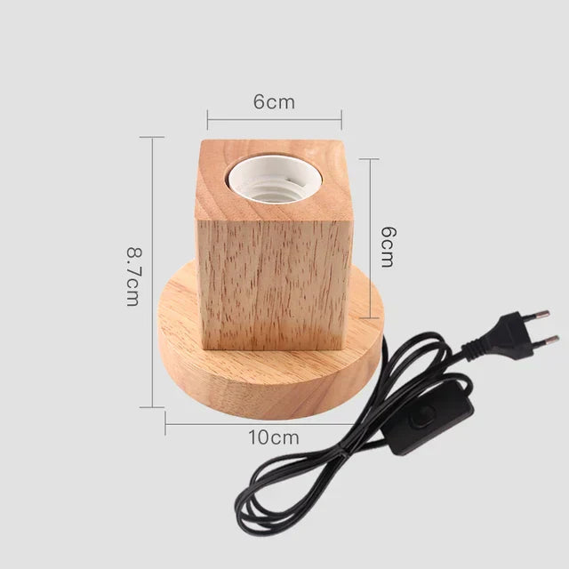Wooden Table Lamp in Retro Style with Warm White LED Bulb