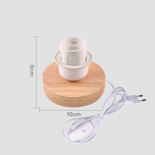 Wooden Table Lamp in Retro Style with Warm White LED Bulb