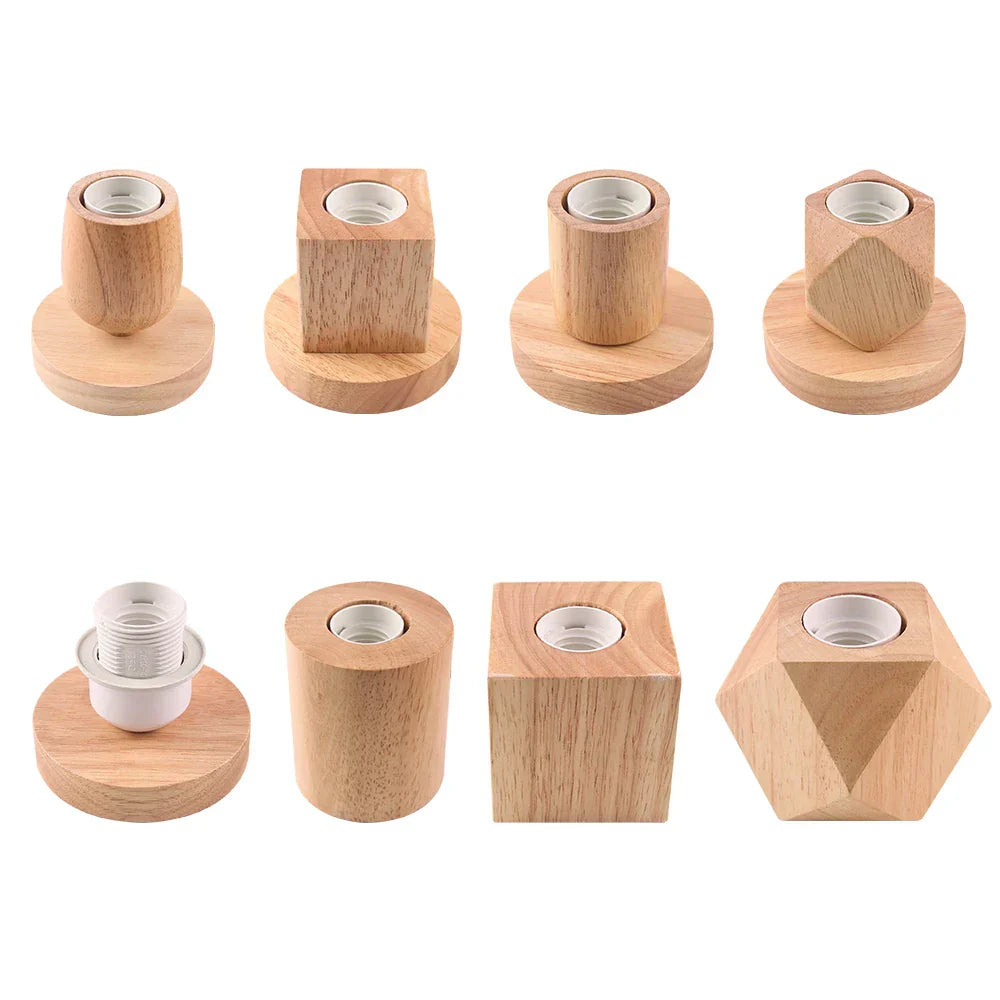 Wooden Table Lamp in Retro Style with Warm White LED Bulb